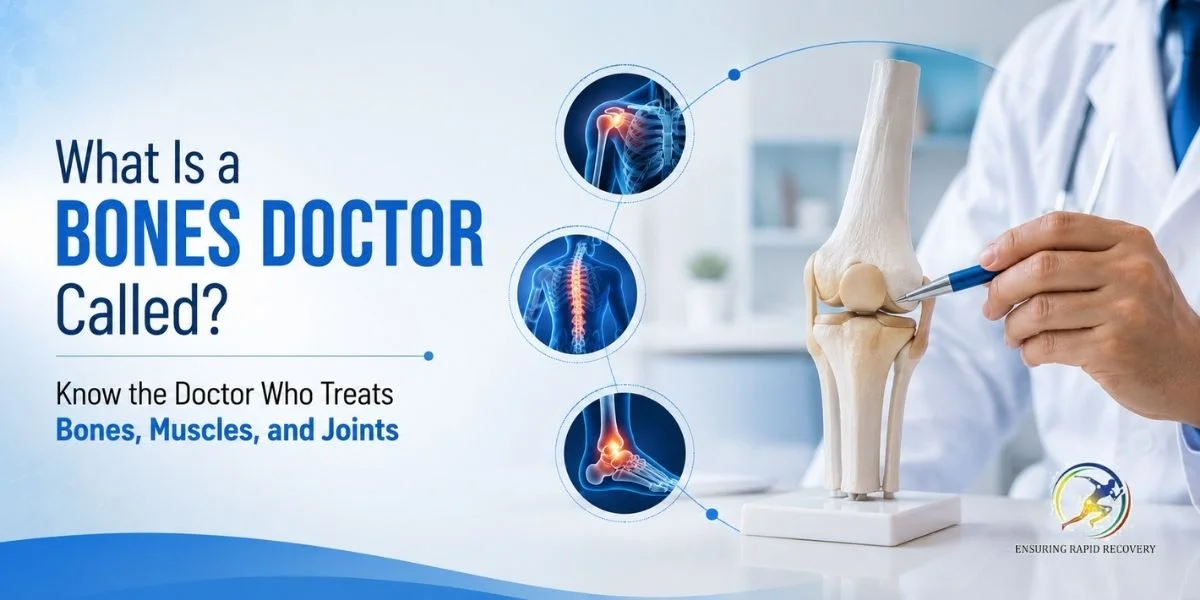 Orthopedic doctor explaining bone, muscle, and joint treatment to a patient